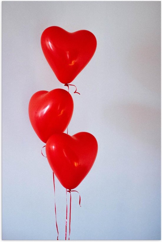 Poster - Rode Hartjes Ballonnen - Foto op Posterpapier