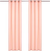 Gordijnen roze 140x225cm 2 stuks (Incl LW led klok) - gordijn raambekleding - gordijnen kant en klaar met haakjes ringen - Verduisterende gordijnen met ringen