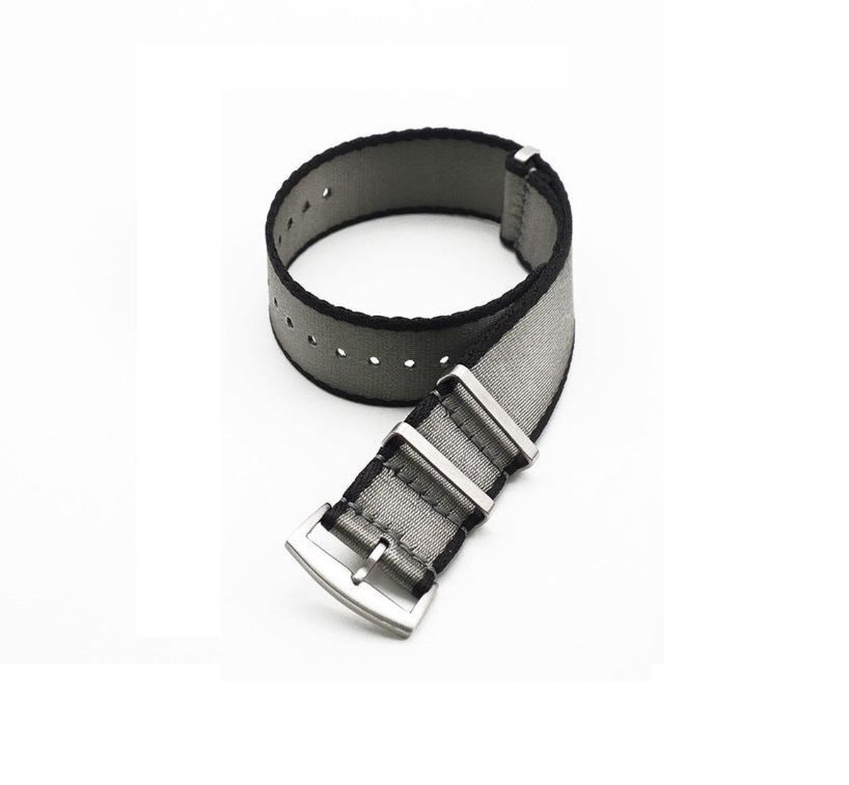 NATO Strap - Horlogebandje - Premium - Grijs - Zwart - 22 mm - Inclusief Watchtool - Bandjesbaas