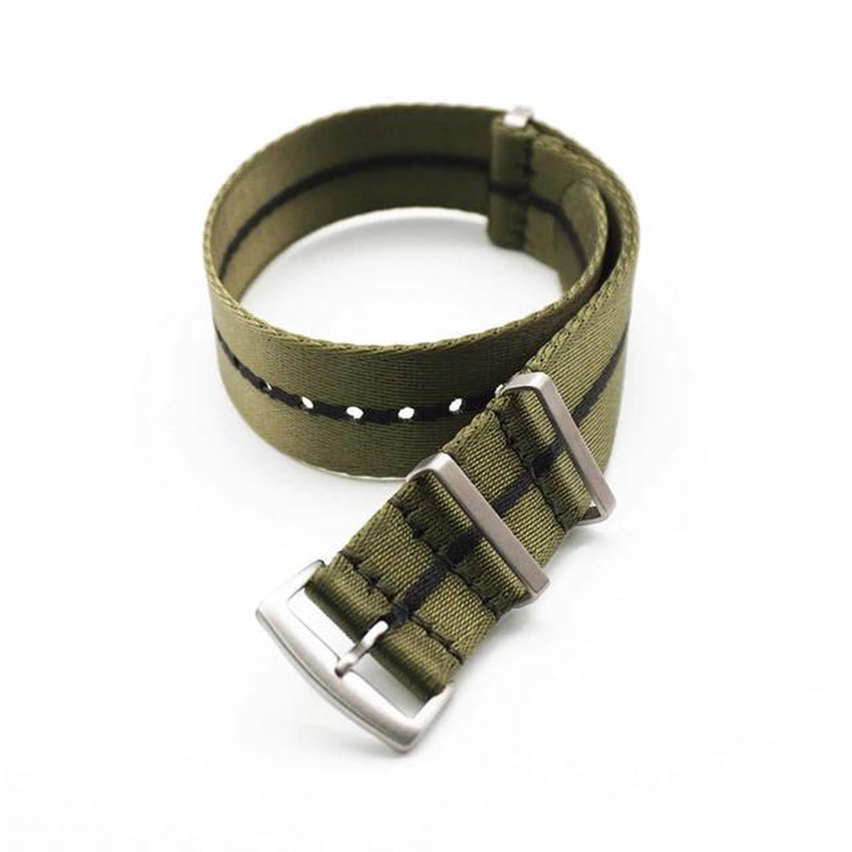 NATO Strap - Horlogebandje - Premium - Groen - Zwart - 20 mm - Inclusief Watchtool