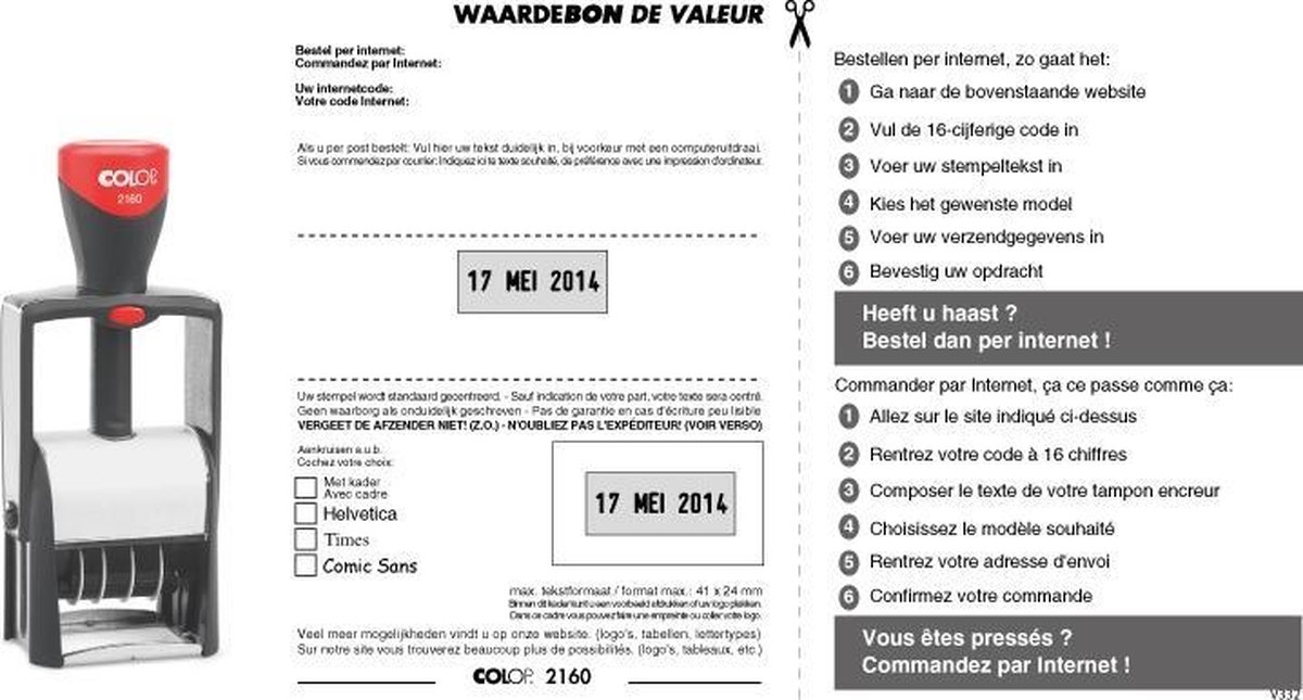 Waardebon Stempelplaatje Colop 2160