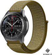 Nylon Smartwatch bandje - Geschikt voor Strap-it Samsung Galaxy Watch 45mm / 46mm nylon band - olijf - Strap-it Horlogeband / Polsband / Armband