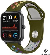 Siliconen Smartwatch bandje - Geschikt voor  Xiaomi Amazfit GTS sport band - kleurrijk legergroen - Strap-it Horlogeband / Polsband / Armband