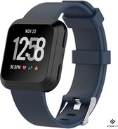 Siliconen Smartwatch bandje - Geschikt voor Fitbit Versa / Versa 2 silicone band - donkerblauw - Strap-it Horlogeband / Polsband / Armband - Maat: Maat S