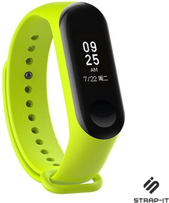 Strap-it Xiaomi Mi band 3 / 4 siliconen bandje - lime | bol.com