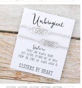 Soul sister armband - Sisters by heart - unbiogical - BFF - vriendschap - wit - hanger infinity - 2 stuks