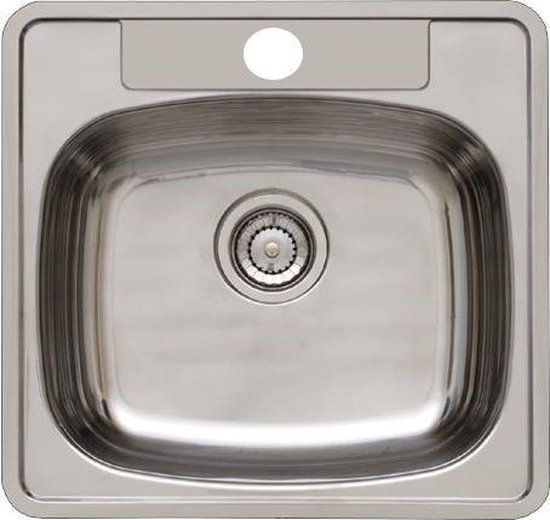 Évier simple Culinorm - Avec trou pour robinet - 39 x 33 cm - Acier inoxydable
