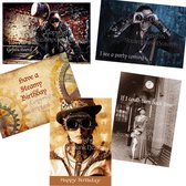 Steampunk Cartes de voeux Set Griffin, 5 cartes de vœux Steampunk, Steampunk Carte d' anniversaire, Steampunk Carte funéraire