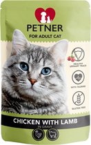 Petner - Nat kattenvoer - Volwassenkatten - kip, lamsvlees en cranberry - 85g