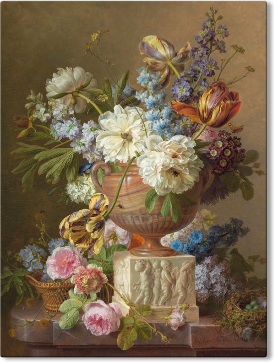 Tableau sur toile Nature morte aux fleurs avec vase en albâtre - Gerard van Spaendonck - 75 x 100 cm