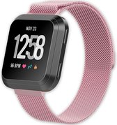 Milanese Loop Armband Voor de Fitbit Versa, Versa Lite en Versa 2 - Horloge Band - Pink - Large