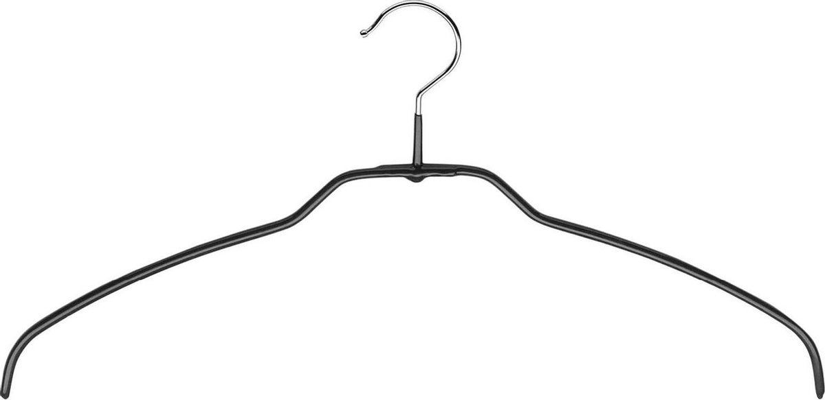 [Set van 5] MAWA 42FT - ultra dunne ruimtebesparende metalen kledinghangers met een zwarte anti-slip coating voor o.a. lingerie, blouses, jurkjes en shirtjes