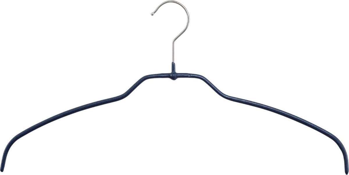 [Set van 5] MAWA 42FT - ultra dunne ruimtebesparende metalen kledinghangers met een supermooie donkerblauwe anti-slip coating voor o.a. lingerie, blouses, jurkjes en shirtjes