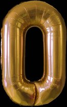 Ballon – Folie ballonnen cijfers – Verjaardags ballon – Cijfer 0 – Goud - 97cm – 1 stuk