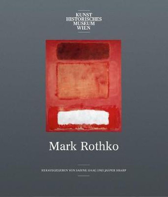 Boek met rode, oranje en witte kleurblokken, titel Mark Rothko.