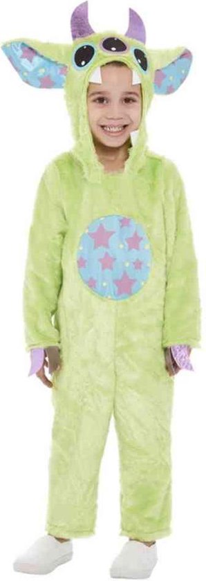 Smiffy's - Monster & Griezel Kostuum - Groen Grappig Monster Kind Kostuum - Groen - Maat 90 - Halloween - Verkleedkleding