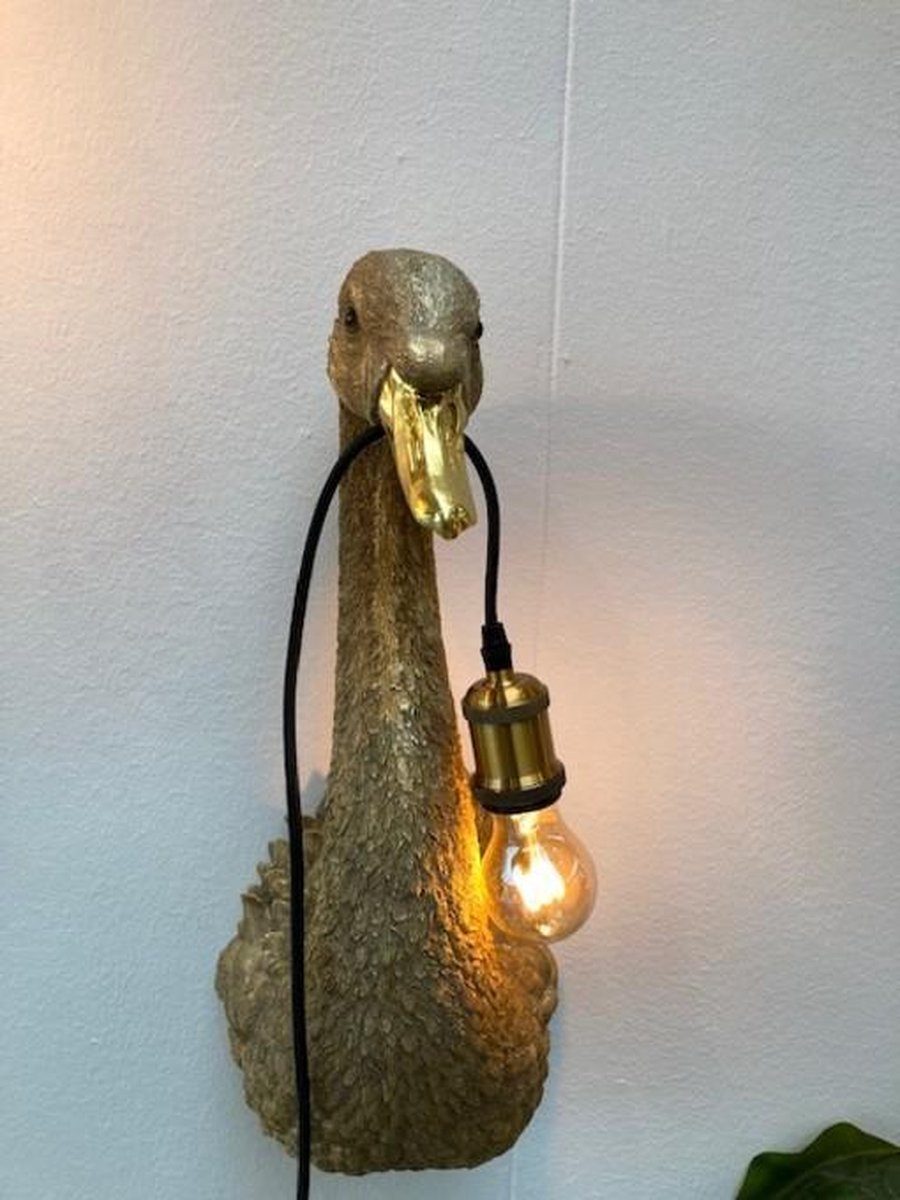 Wandlamp - Dierenlamp Gouden Zwaan | bol