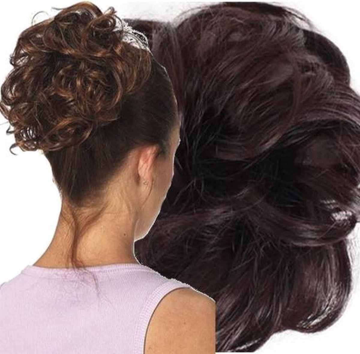Messy Hair Bun | Haar Wrap Extension Intens Donkerbruin| Inclusief Luxe Bewaarzakje.*