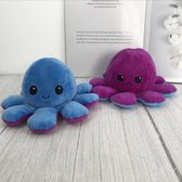 Denics - Knuffel Octopus Blauw/Paars - Mood Knuffel Omkeerbaar - Reversible Octopus - Octopus Knuffel - Emotie Knuffel - Verwisselbaar - Blij en Boos knuffel