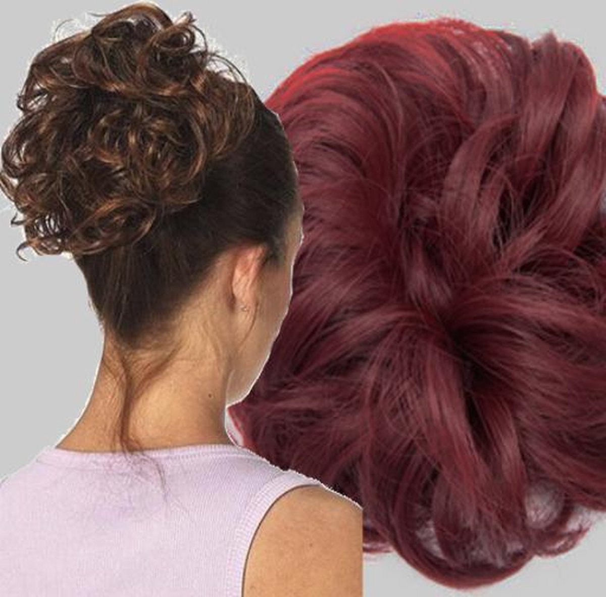 Messy Hair Bun | Curly Haar Wrap Rood| Inclusief Luxe Bewaarzakje.*