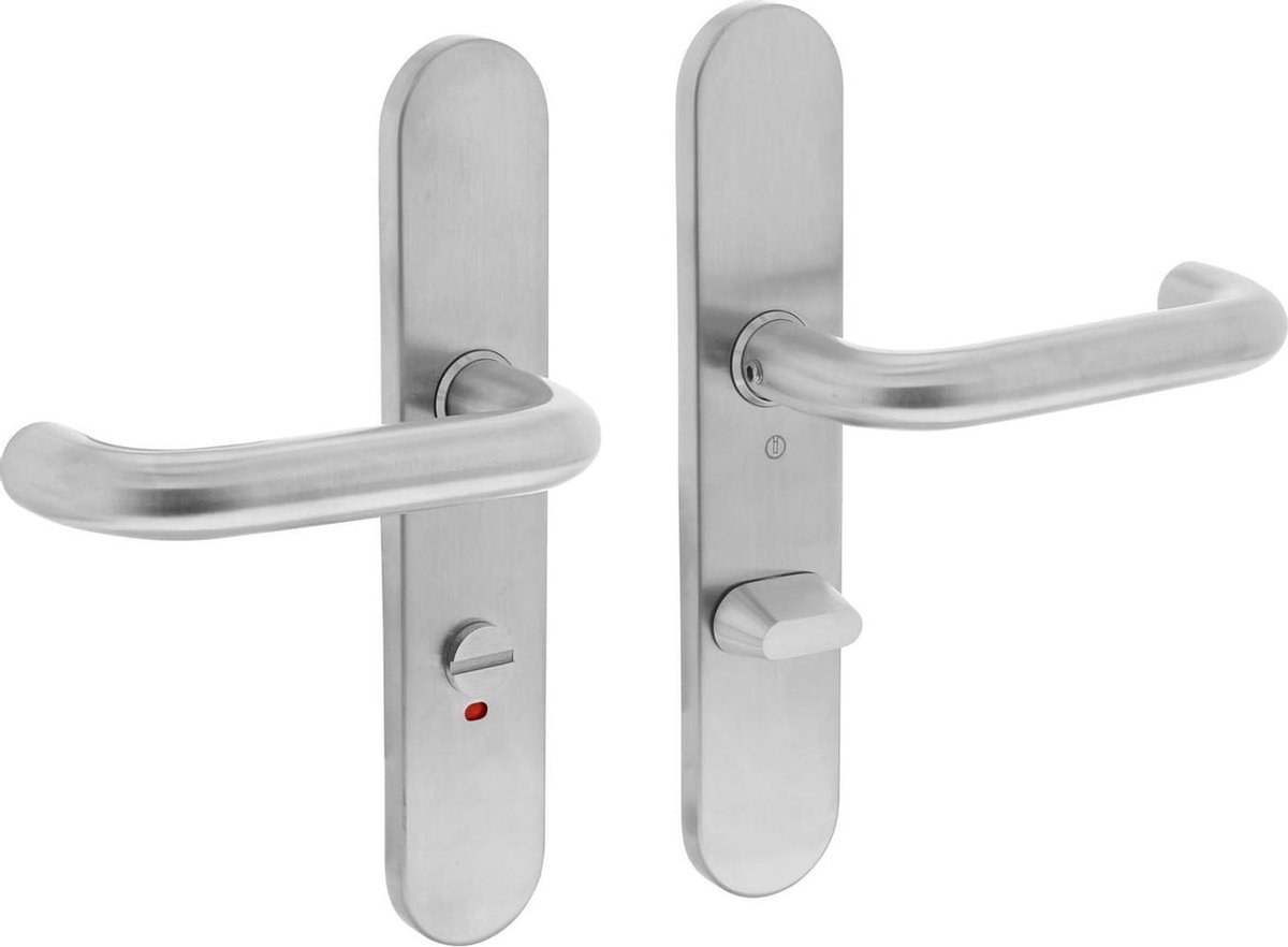 Intersteel Deurkruk Rond op schild toilet-/badkamersluiting 63 mm rvs geborsteld