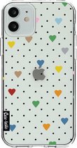 Casetastic Apple iPhone 12 / iPhone 12 Pro Hoesje - Softcover Hoesje met Design - Pin Point Hearts Transparent Print