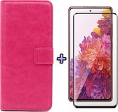 Samsung Galaxy S20 FE Hoesje Roze - Portemonnee Book Case - Kaarthouder & Magneetlipje & Volledige Display Screenprotector