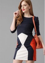 La Pèra Blauw/witte/oranje Rechte Casual/Zakelijke Mini-jurk boven de knie Dames - Maat S