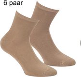 Bamboe enkelsokken met badstof zool – Beige - maat 40/46 - merk Boru – 3 x 2-pack = 6 paar