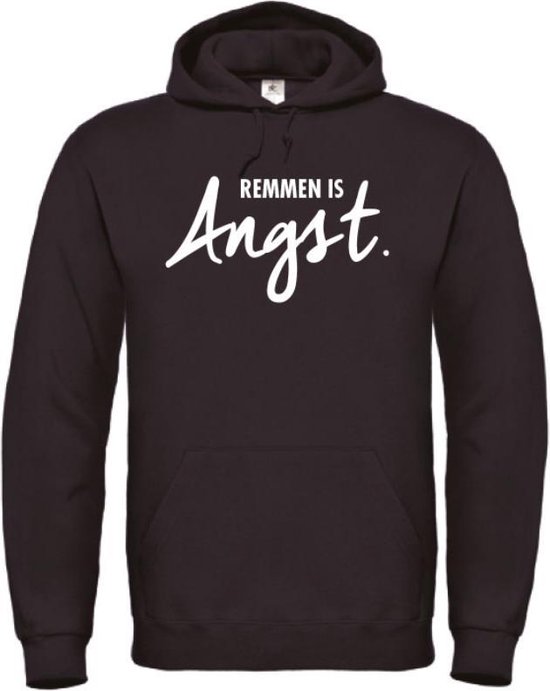 Wintersport hoodie zwart L - Remmen is Angst - wit - soBAD. | Foute apres ski outfit | kleding | verkleedkleren | wintersporttruien | wintersport dames en heren