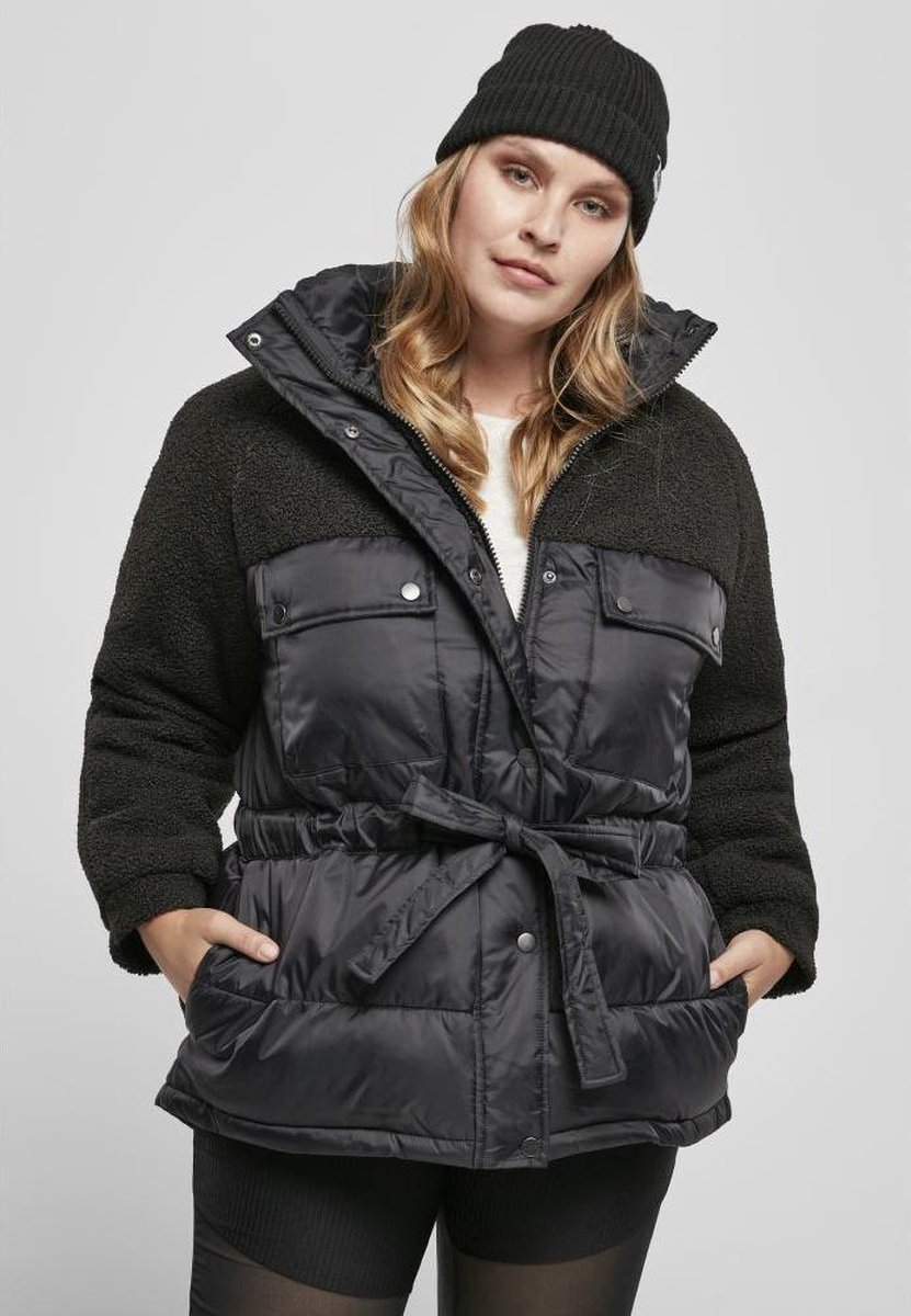 Urban Classics Sherpa Mix Puffer winterjas 4XL Zwart