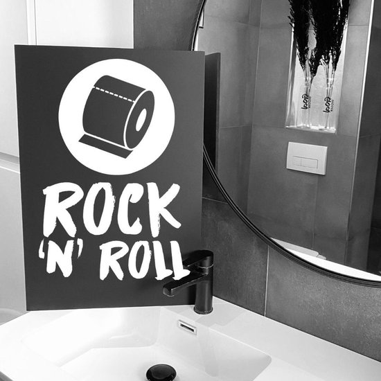 Toilet sticker-rock n roll-wit-60x40 cm
