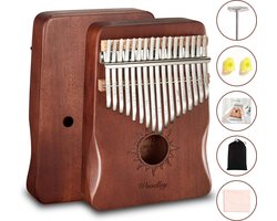 Kalimba set - 17 tonen - Met Muziekboek - Duimpiano - Muziekinstrument - Donker bamboehout - Voor kinderen en volwassenen