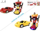 Robot car Transfrom 2in1(auto en robot speelgoed ) transformerende auto naar robot - 2stuks combi set - incl. batterijen
