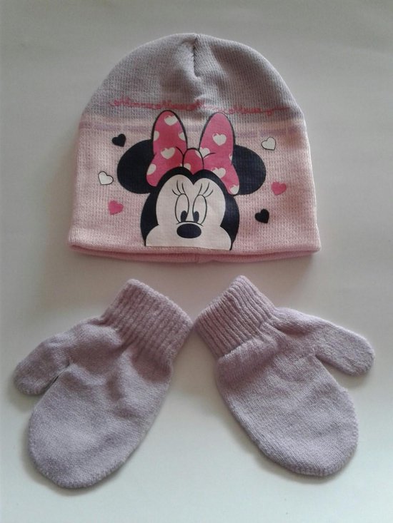 Minnie Mouse - Baby Muts & Handschoenen - roze/lila - 50 cm - Disney - 100% Acryl