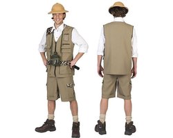 Funny Fashion - Jungle & Afrika Kostuum - Fake Freek Safari - Man - wit / beige - Maat 56-58 - Carnavalskleding - Verkleedkleding