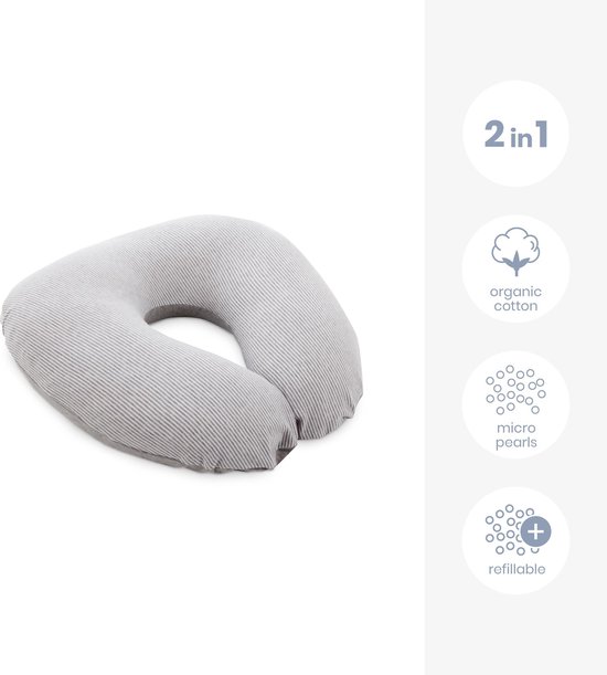 Doomoo Softy - Klein Voedingskussen - Biologisch Katoen - 150cm - Classic Light Grey van Doomoo — afbeelding 2