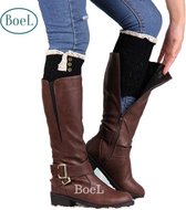 BoeL Zwarte Bootcuffs met kanten rand Beenwarmers One Size