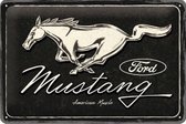 Ford Mustang - Horse Logo Black. Metalen wandbord in reliëf 20 x 30 cm.