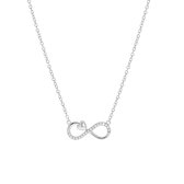 Lucardi Dames Ketting met hanger infinity/hart zirkonia - Echt Zilver - Ketting - Cadeau - Moederdag - 42 cm - Zilverkleurig
