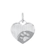 Lucardi Dames Zilveren hanger graveerplaat hart hondenpoot - Hanger - 925 Zilver - Zilverkleurig