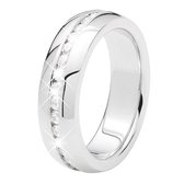 Lucardi Dames Ring met wit zirkonia - Ring - Cadeau - Staal - Zilverkleurig