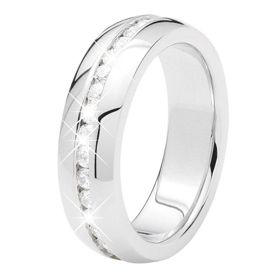 Lucardi Dames Ring met wit zirkonia - Ring - Cadeau - Staal - Zilverkleurig  | bol.com