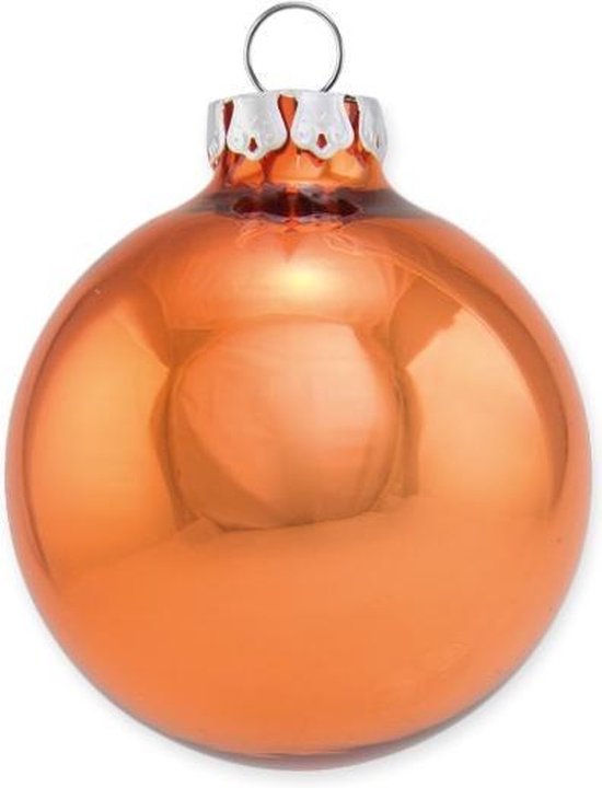 catalogus smeren Schouderophalend Oranje Glanzende Glazen Kerstballen - set van 6 | bol.com