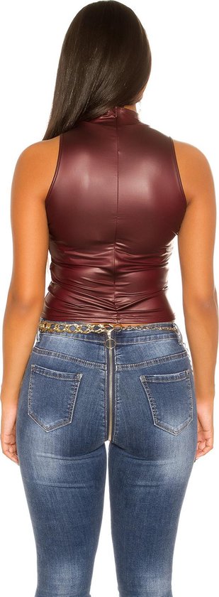 Sexy col wetlook top bordeaux One Size | bol.com