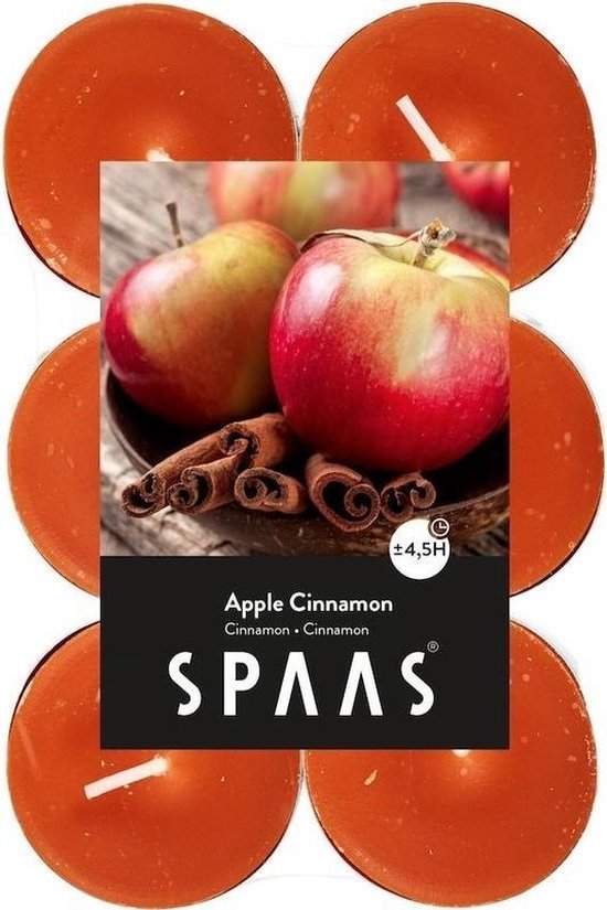 60x Geurtheelichtjes Apple Cinnamon 4,5 branduren - Geurkaarsen appel/kaneel geur - Waxinelichtjes