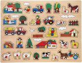 Johntoy Puzzel - boerderij thema - houten knopjes puzzels - 45 x 35 cm