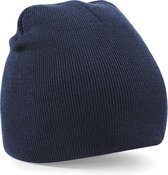 Bonnet d'hiver tricoté chaud en bleu marine pour adulte - Chapeaux femme / chapeaux homme - 100% polyacrylique - Ligne Basic