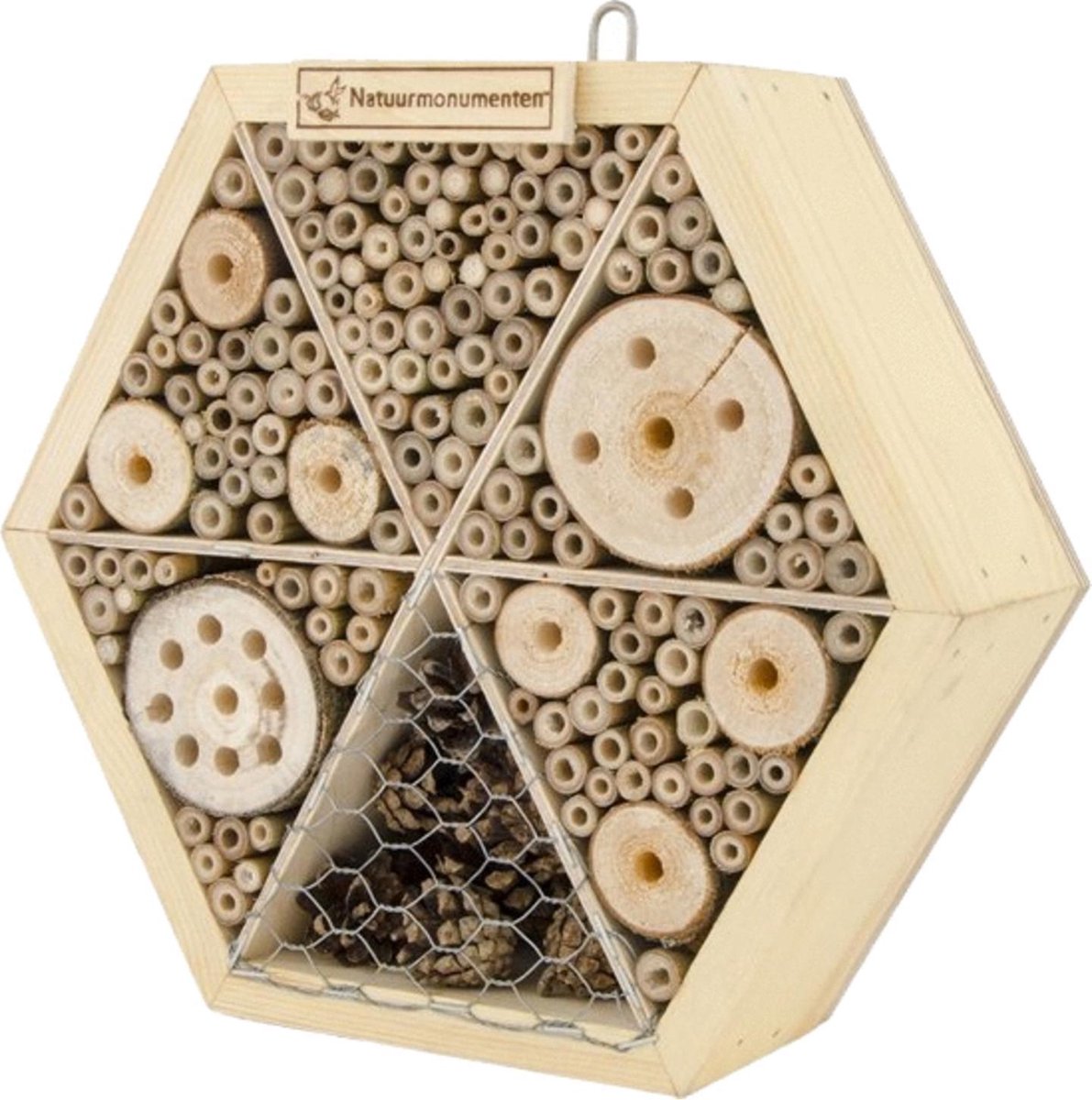Natuurmonumenten Insectenhuis Zeshoek - Nestkast - Medium - Stevig hout - Bijen - Insecten - Natuurmonumenten