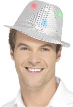 SMIFFYS - Zilverkleurige hoed met lovertjes en LED lichtjes - Hoeden > Overige